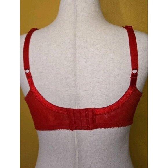 Wacoal Bra 36DD Red Gold Underwire Lace Medallion Bow EUC Underwire Supportive - Picture 2 of 9